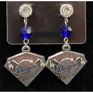 LA Dodgers Blue Crystal Bead Stud Earrings by Neanie-Bot - Free Shipping